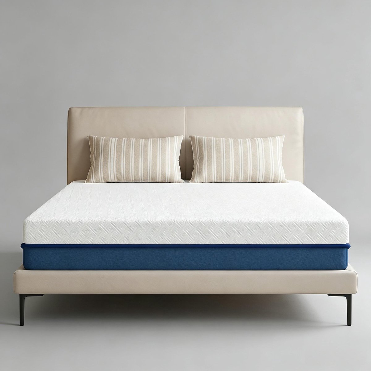 DESMIU Matras 160x200 cm – Tweepersoons Traagschuimmatras Met Groene Thee – 20 cm Hoog – Afneembare Wasbare Hoes – Wit Blauw