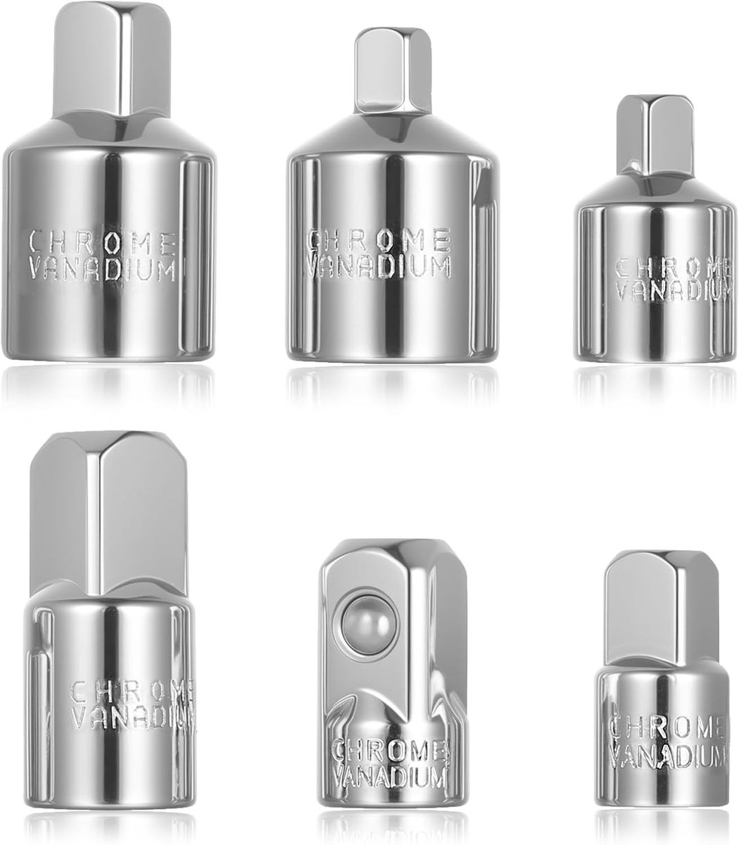 Dopsleuteladapterset - Zilver - 6 Stuks - Chroom-vanadium-staal - Voor Diverse Gereedschappen