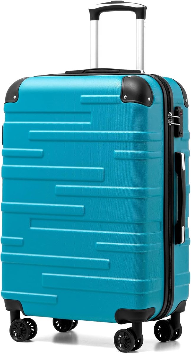 Reiskoffer hardshell koffer Medium koffer Bagage Lichtgewicht Reiskoffer Handbagage Koffer incl. TSA-slot trolley bagage rolkoffer 4 wielen ABS harde schaal (Meer Blauw, 67cm-60L)
