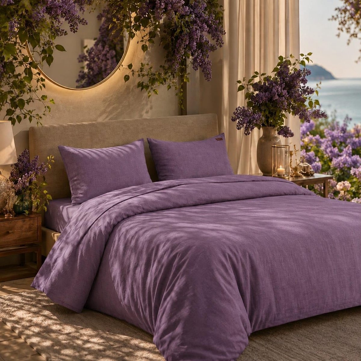 Home Essential Collection Beddengoedset voor tweepersoonsbed, 220 x 230 cm, hoeslaken 160 x 200 + 35 cm en 2 kussenslopen 50 x 80 cm, elegante beddengoedset van zachte microvezel (lavendel)
