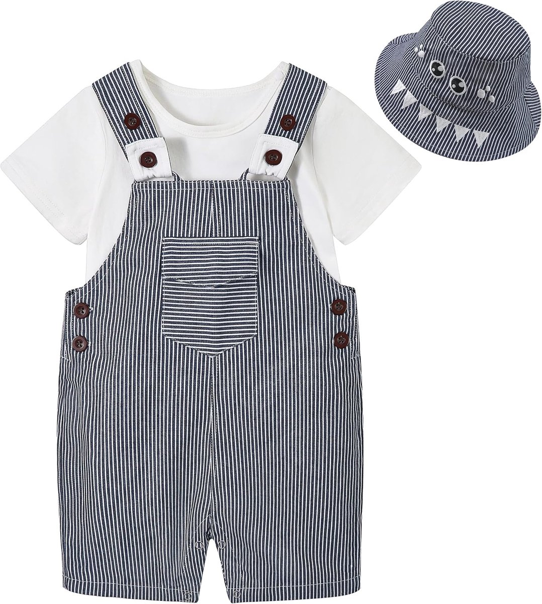 Uniseks babyzomerset, casual, korte mouwen, shorts, capuchon, 3-delige outfit