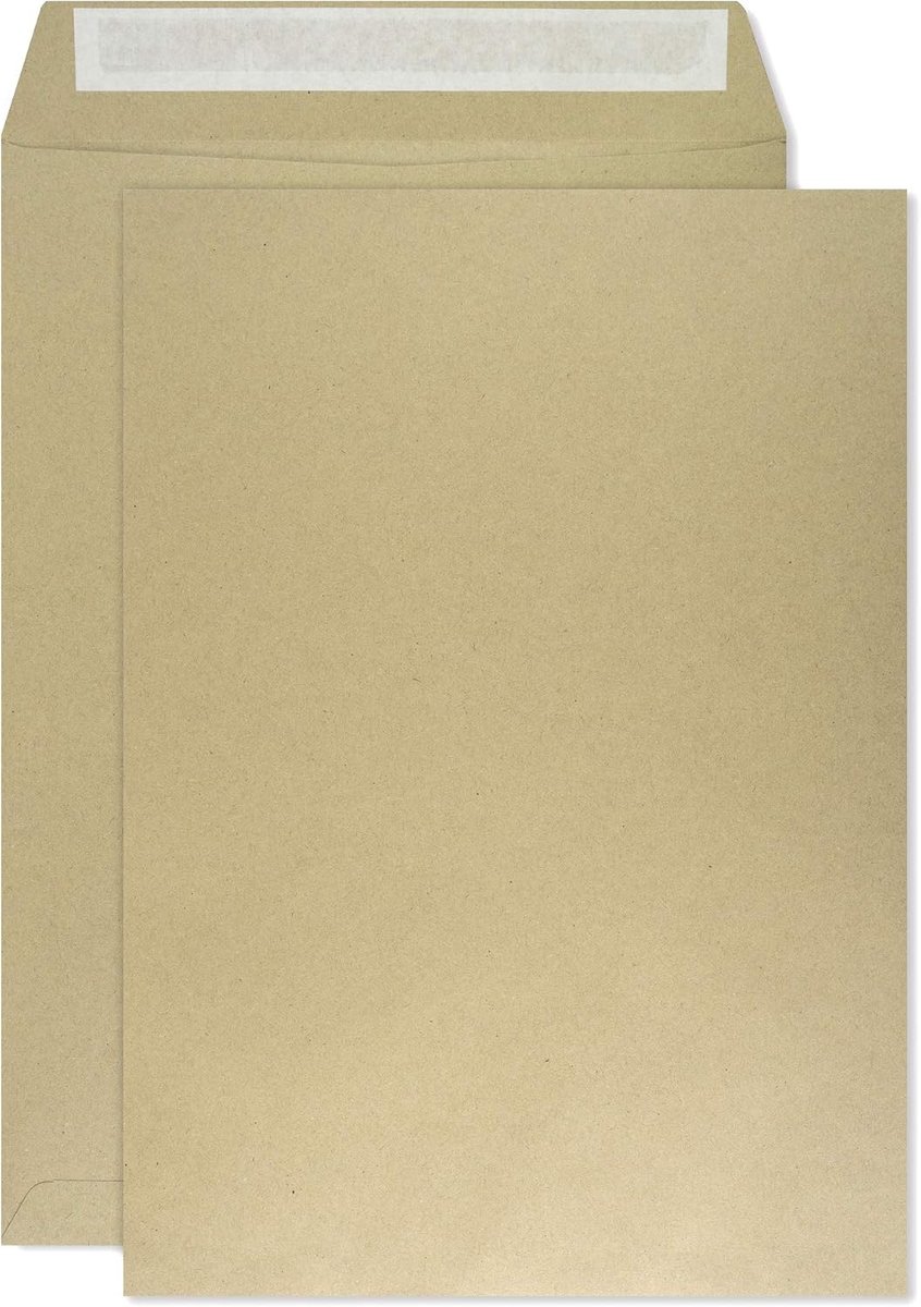 500 bruine B5 enveloppen 176x250mm rechte klep zelfklevend zonder venster 80g groot formaat voor brieven facturen