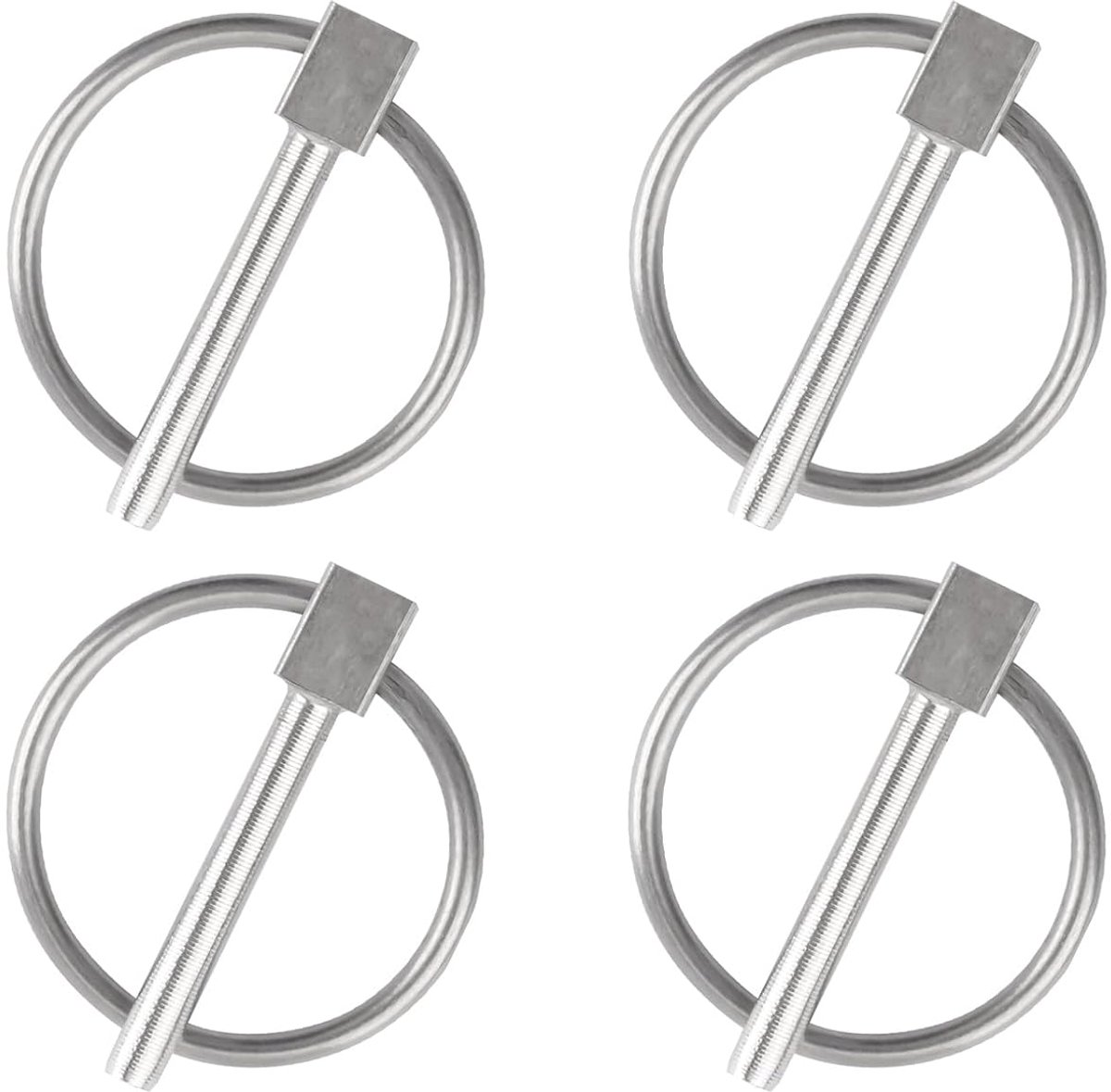 Veiligheidsspelden, 4 stuks diameter 4 mm roestvrij staal ronde veiligheidsspeld aanhangwagen vergrendelingspen Lynch bevestigingspen voor track boerderij gazon