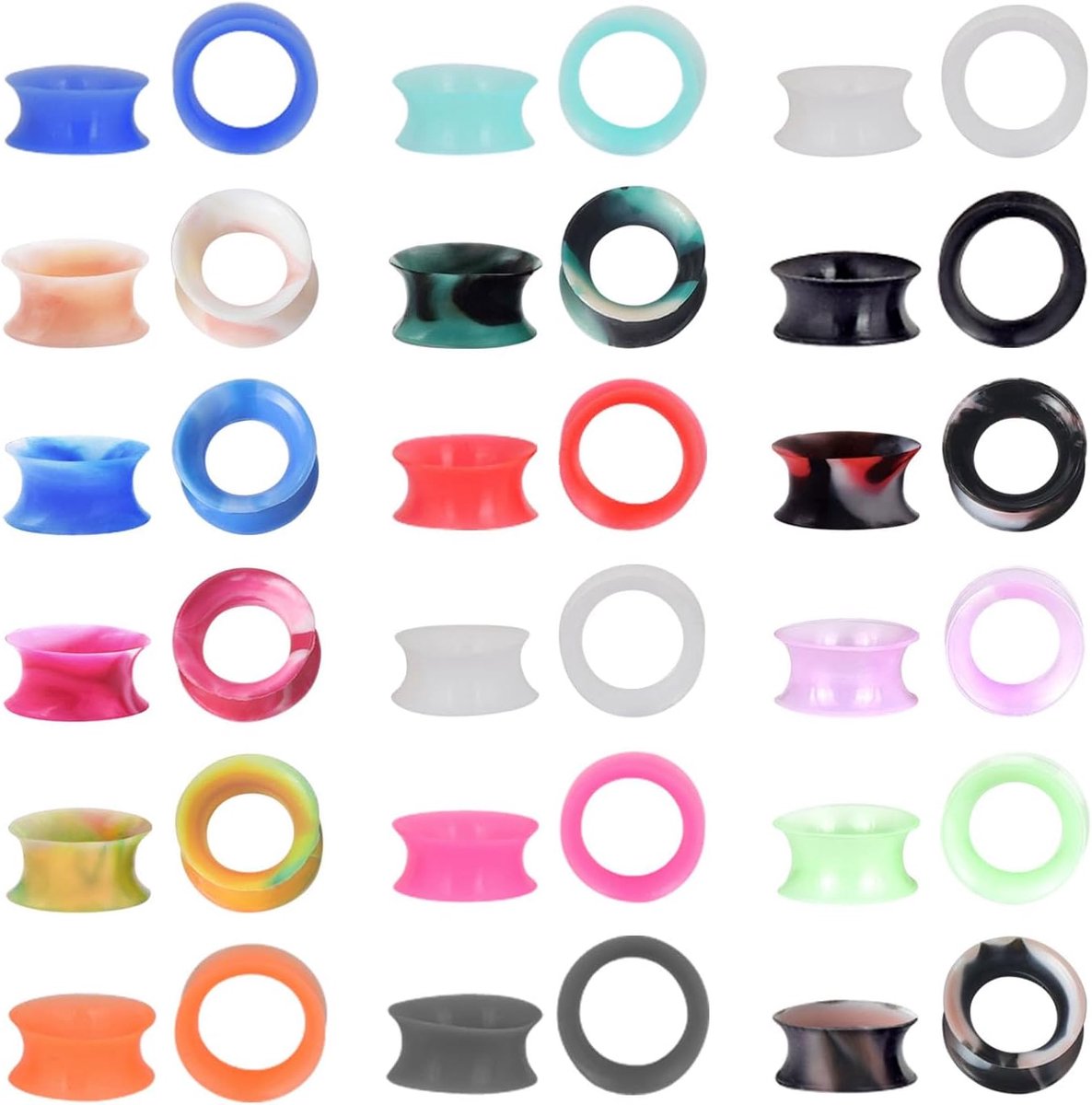 36 stuks 6 mm - 20 mm siliconen tunnels oor tunnels plugs flesh siliconen tunnel piercing gauge double flared expander, Siliconen