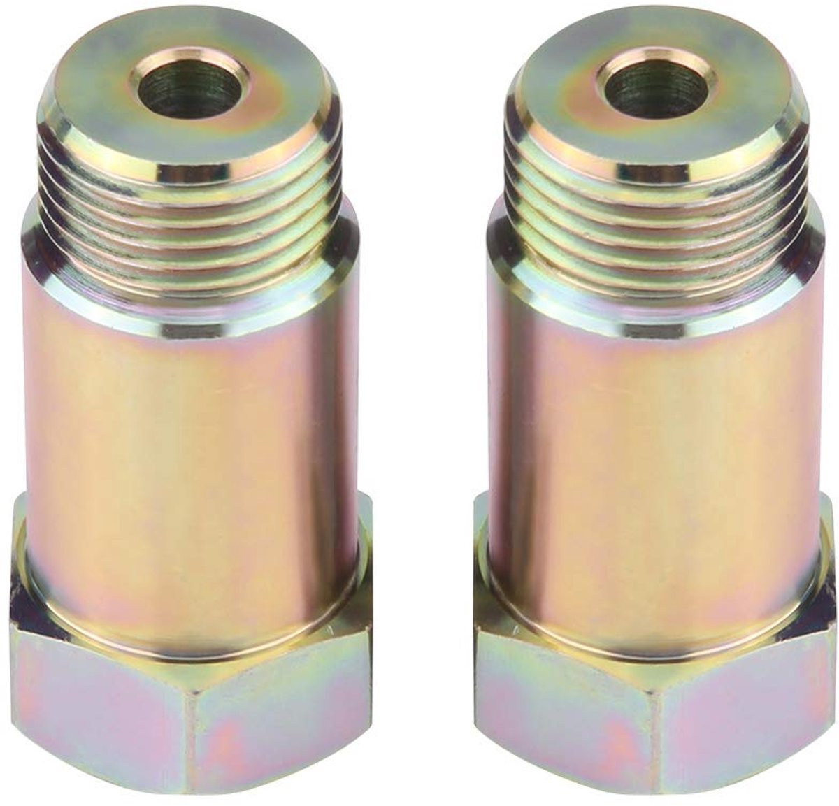 2 Stks Universele O2 Zuurstof Sensor Spacer Adapater Extender Isolator, Zuurstof Sensor Adapter Bungs Geel voor Uitlaatsystemen, 45mm M18*1.5