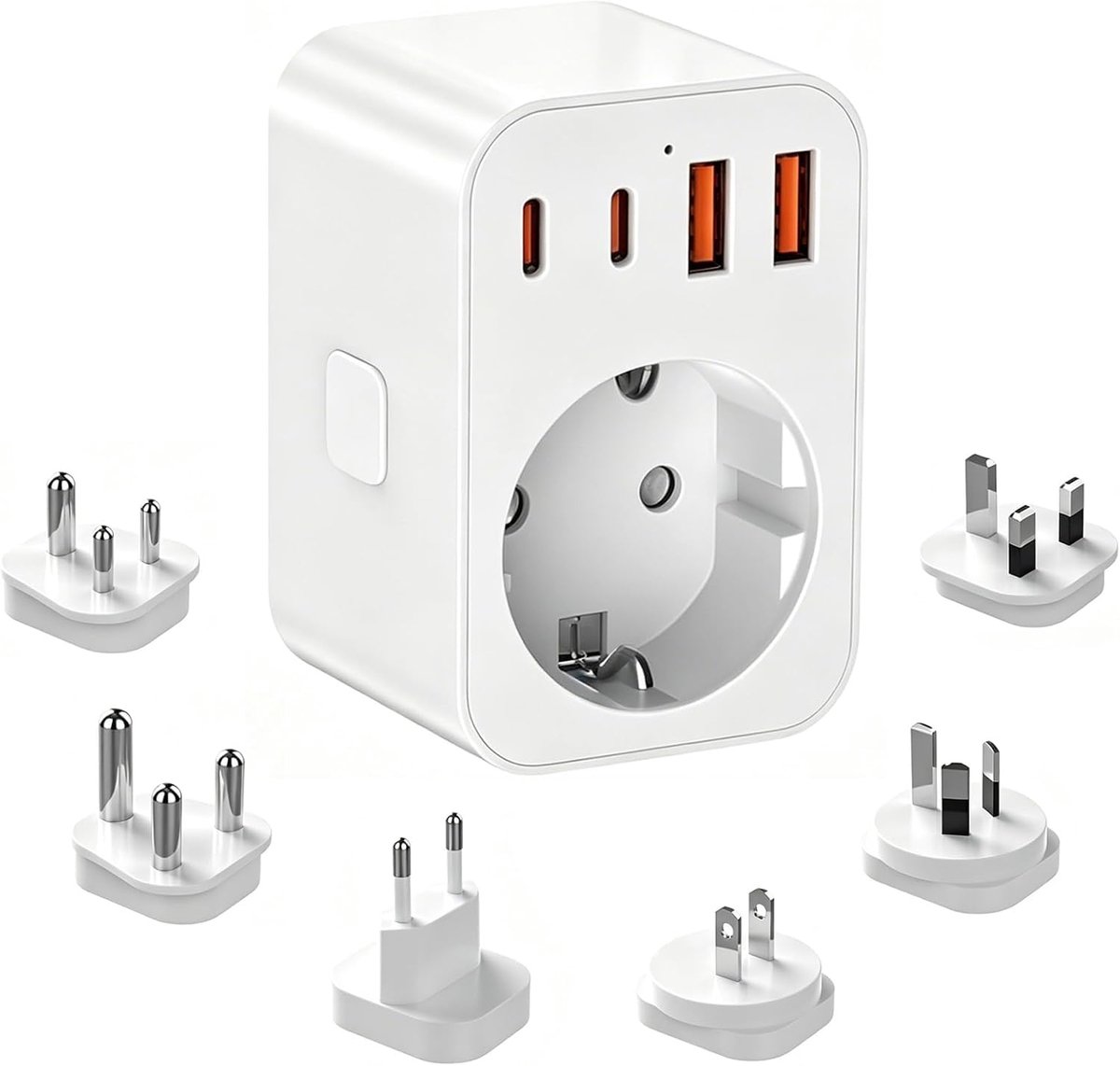 Adapter reisadapter met 2 USB en 2 USB-C voor Verenigd Koninkrijk, Europa, Australië, China, Japan, Zuid-Afrika