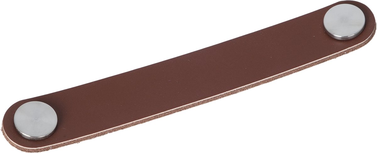 Meubelgreep leer Elena bruin 168mm RVS