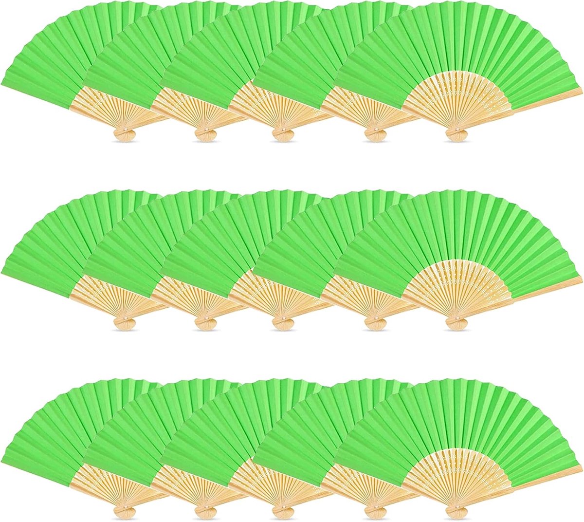 15 stuks handwaaiers, opvouwbare papieren waaiers, bruiloft, accessoires voor bruiloftsdecoratie, feest, feest en picknick (donkergroen)