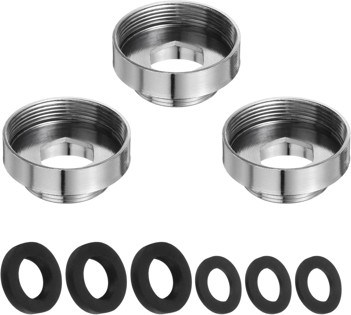 3 stuks kraanadapterset, mannelijk 0,85 inch tot vrouwelijk, 1,06 inch keukengootsteen, roestvrij staal, kraanbeluchter, adapterset voor het aansluiten van tuinslang, waterfilter