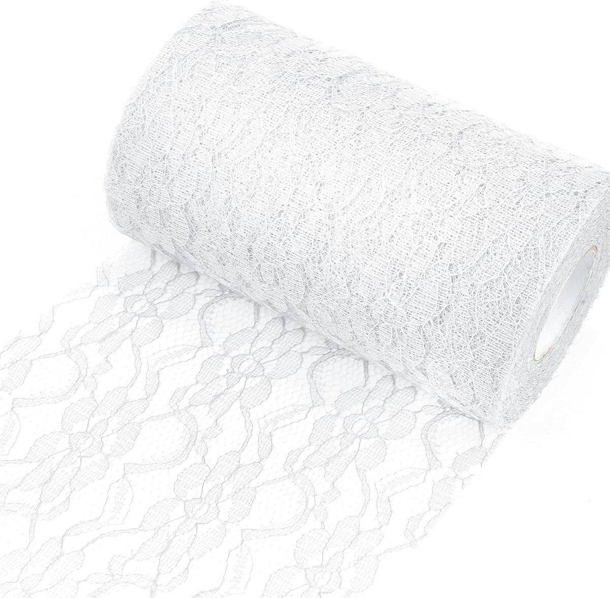 Tafelloper kant wit 15 cm x 22,8 m vintage tafelloper kant, prachtige kantstof, decoratie, vrij gesneden, tafelband voor tafeldecoratie communie bruiloft feest doop feestdecoratie DIY