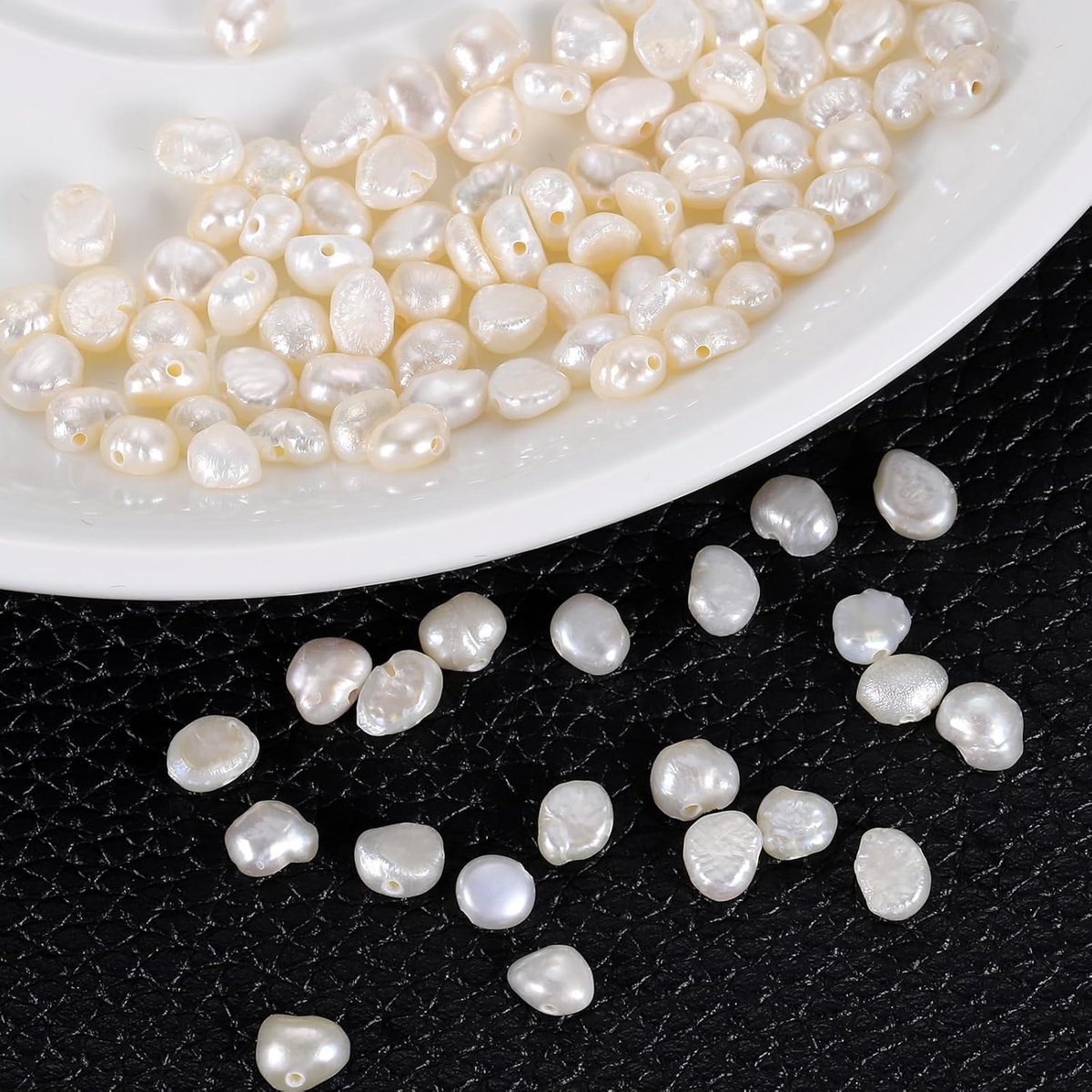 100 stuks zoetwaterparels, 4-5 mm, onregelmatige losse edelsteenkralen, 0,8 mm, zijgat voor leren band, sieraden maken, doe-het-zelf handwerk, wit