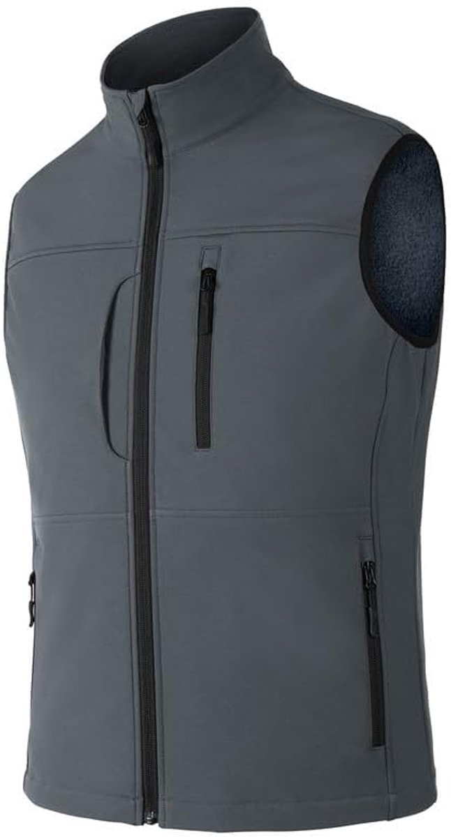 Softshell vest voor heren, bodywarmer fleece, volledige rits, softshellvest, heren, outdoor, hardlopen, wandelen, golf, werk