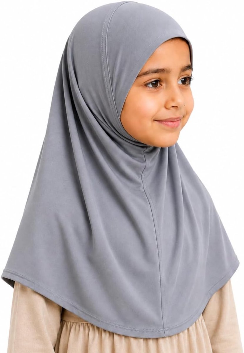 Meisjes instant hoofddoek hijab effen al Amira, kant-en-klare pull on sjaal, ideaal voor elke gelegenheid school/kleuterschool