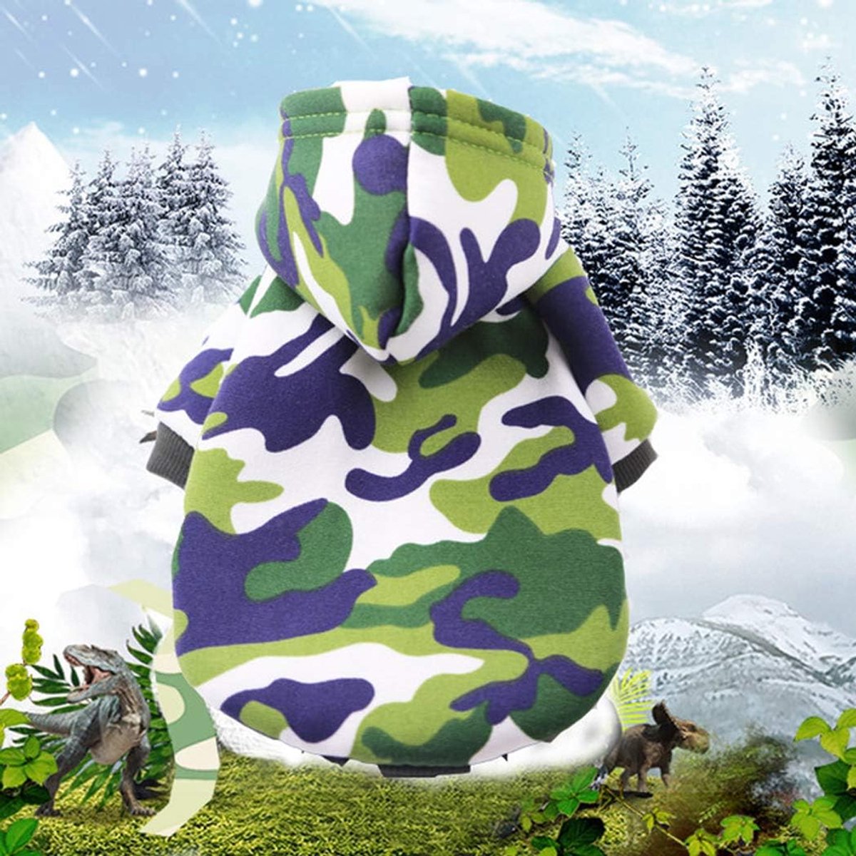 1 stuks camouflage huisdierenkleding, hondenhoodie winter kleine honden, hondenkleding winter kleine honden, huisdier warme kleding, hond trui, groen S maat
