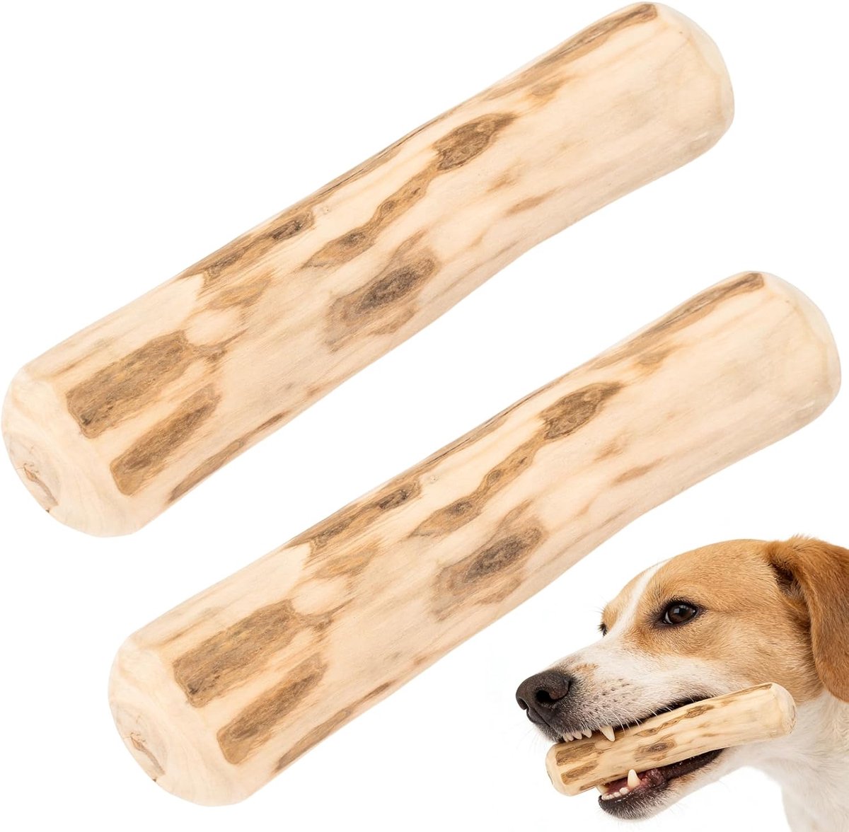 Kauwspeelgoed 14 x 1,8 cm van natuurlijk hout voor honden, veilig voor tandhygiëne, hondenspeelgoed, puppy's, hertengewei voor honden