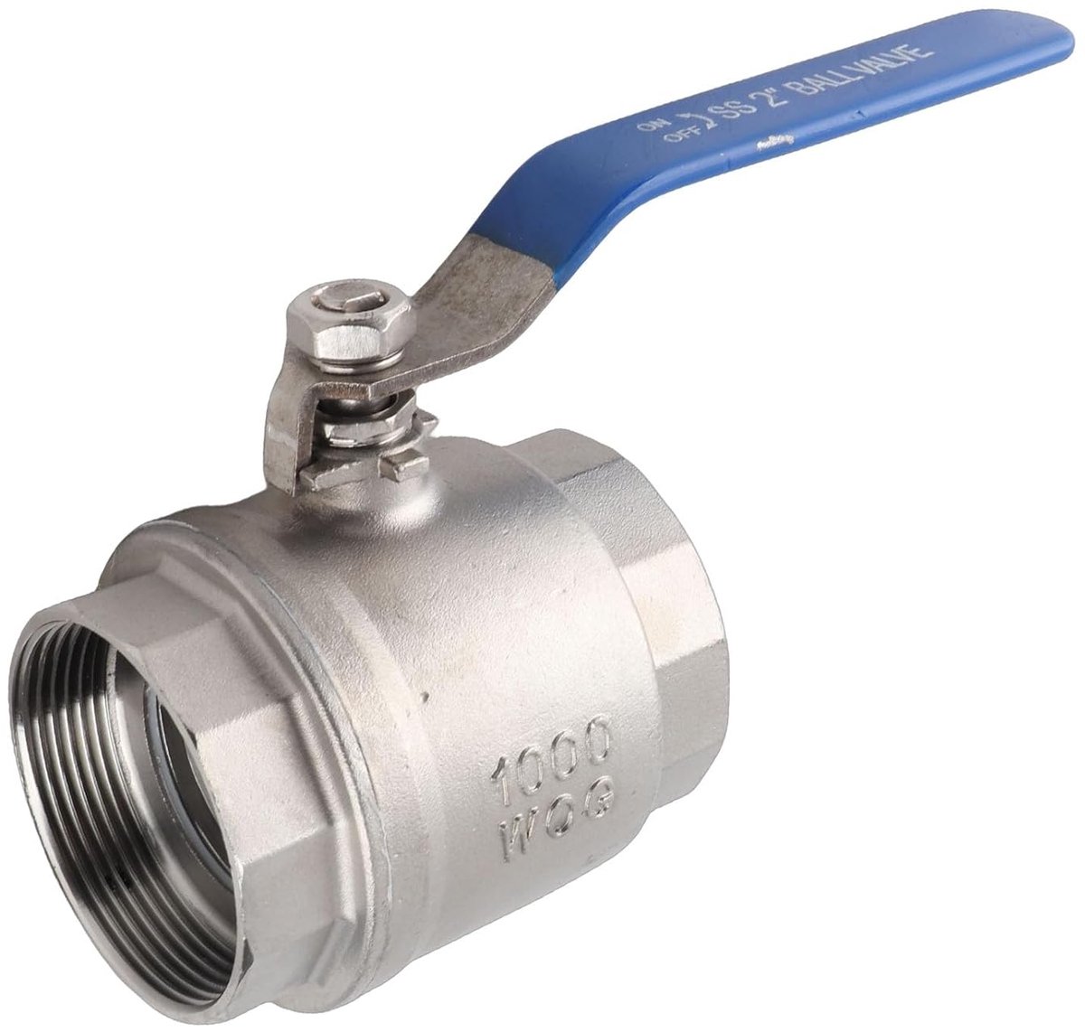 Kogelkraan Binnendraad 2 Inch Kogelkraan, Schuifafsluiters 304 Roestvrij Staal Tweedelige Kogelkraan met Volledige Poort Binnendraad 2 DN50 1000 WOG -20~200 ℃ voor Water, Olie