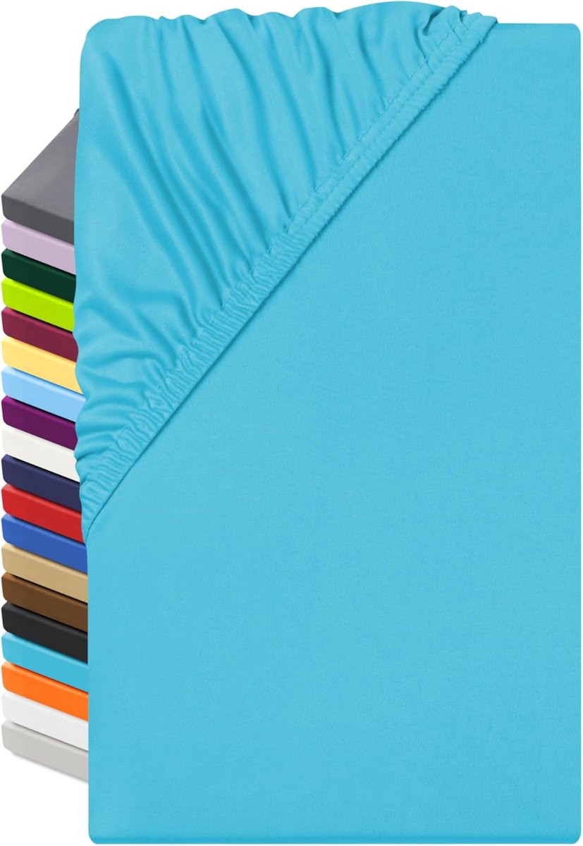 Npluseins Microvezel hoeslaken - ademend en geschikt voor mensen met een allergie 1519.2192, 140 x 190-200 cm, turquoise