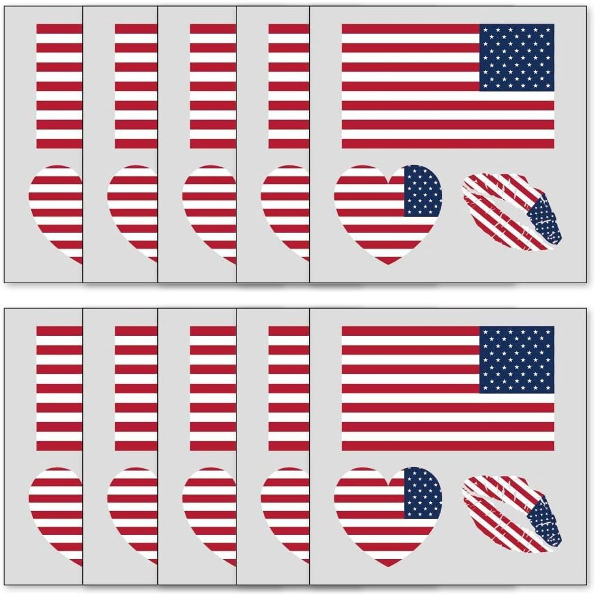 10 vellen tatoeages met Amerikaanse vlag, tijdelijke tattooset, waterdichte gezichtstatoeages, stickers voor de VS 4 juli WK feestdecoratie, decoratie voor WK 2026
