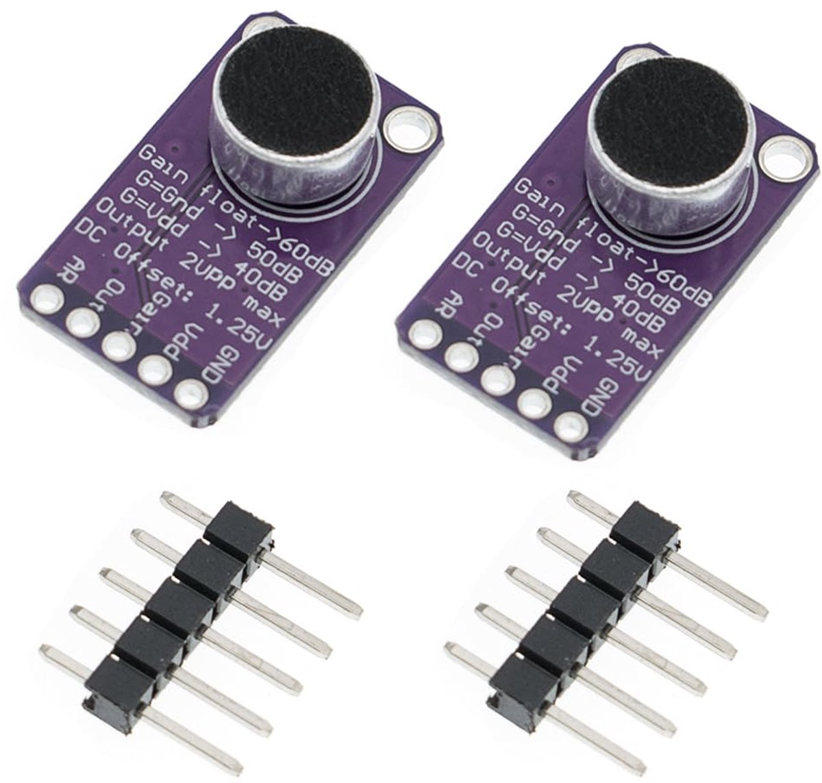 2 stuks MAX9814 Microfoonversterker AMP Modul AGC Versterker Board Auto Gain Control VGA Laag Ruis Microfoon Bias