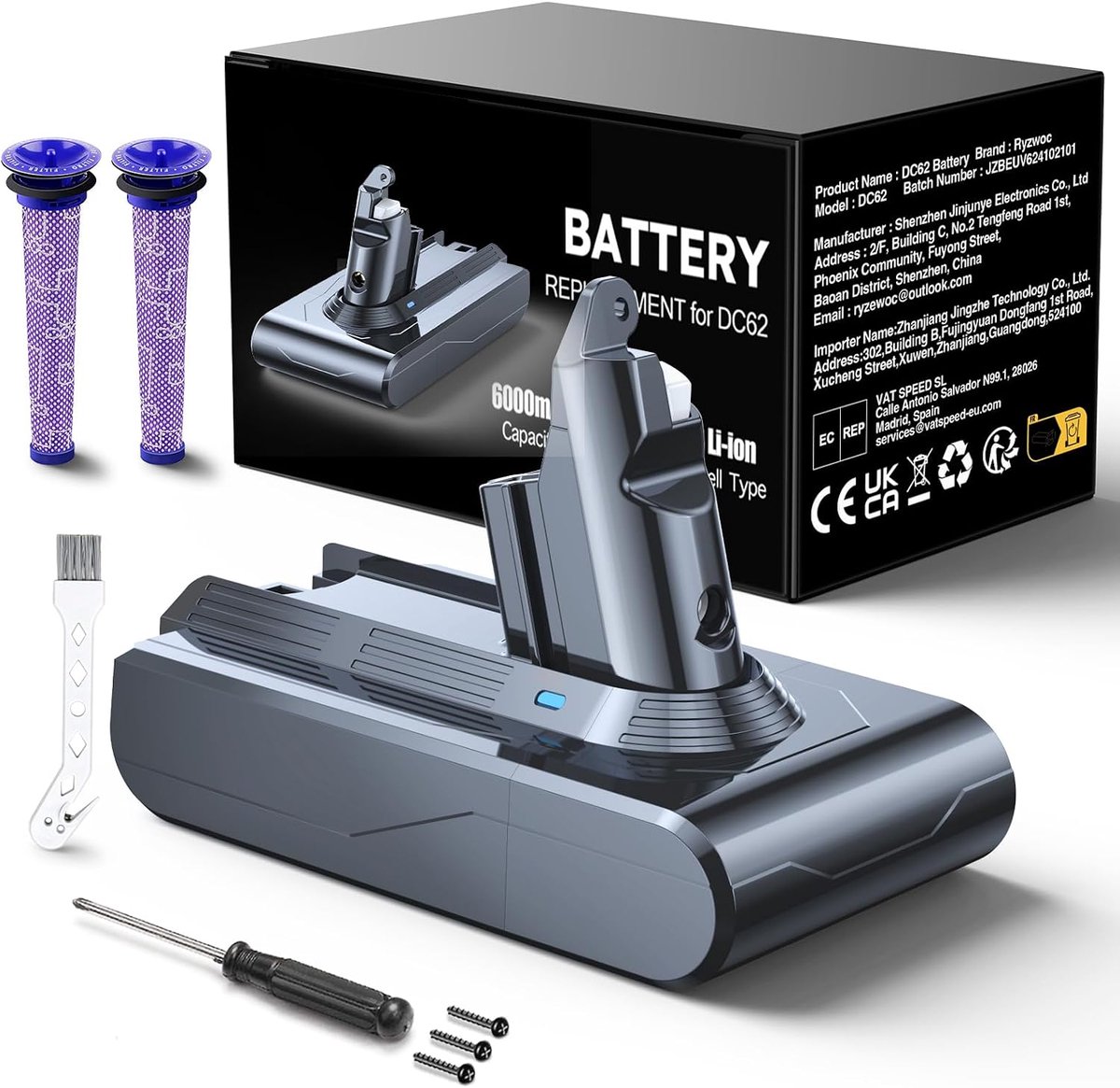 6000mAh Batterij voor Dyson V6 DC62 DC59 DC61 DC58 DC72 DC74 SV03 SV05 SV06 SV07 SV09