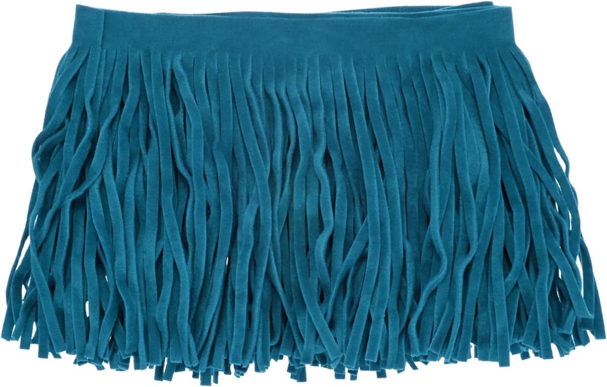 PU Lederen Franje Trim, 1 Yard 10 cm Pauw Blauw Dubbelzijdig Suede Kwastje Naaien Trim voor DIY Ambacht/Naaien Jurk Kostuum/Tassen Schoen Decoratie, Franje Kwastje