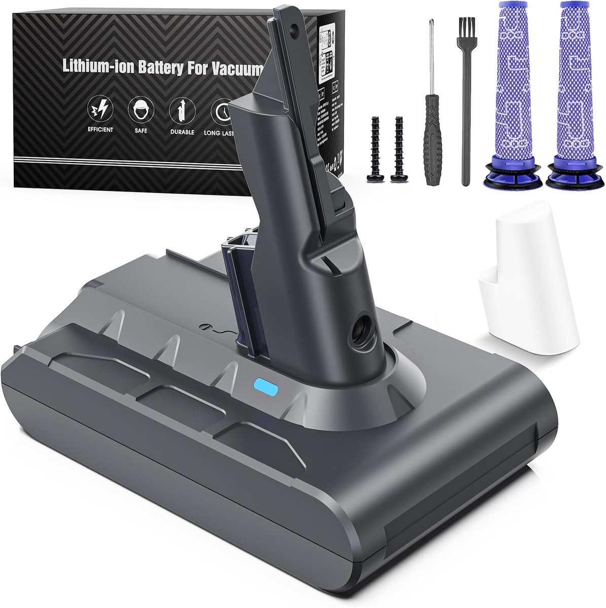 6500mAh batterij voor Dyson V7 Motorhead Animal Trigger Pro Fluffy Matras Absolute stofzuiger met 2 filters