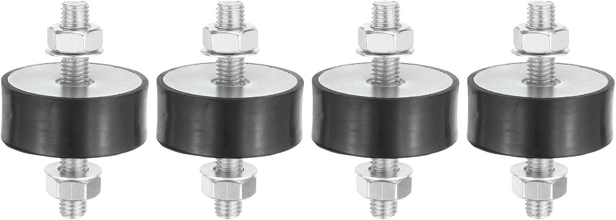 Schokdempers, 4 stuks M6 rubberen isolatormontages cilindrische anti-vibratieschokkermontages met moeren voor garagemotoren, luchtcompressoren, motoren (VV-type)