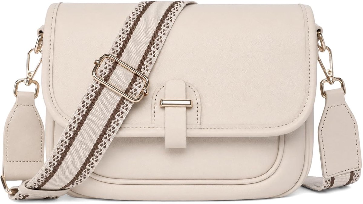 Kleine schoudertas voor dames, veganistisch leer dameshandtas, wit | Flap crossbody tas dames schoudertas met afneembare schouderriem voor reizen, dagelijks werk en winkelen