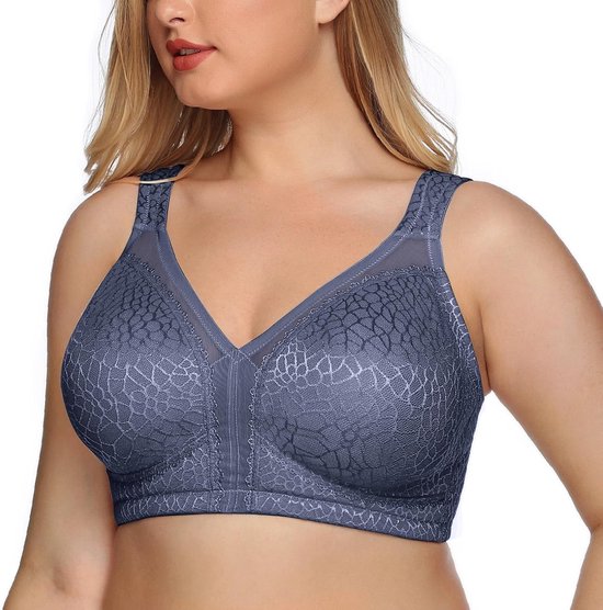 Minimizer-beha met volledig cup voor dames, comfortabel, zonder beugel, grote maten - Naadloze ongevoerde cup, omhulde beugel, converteerbare bandjes, glad rugvet, antislip zijde, grote maten, voor grote borsten — afbeelding 3