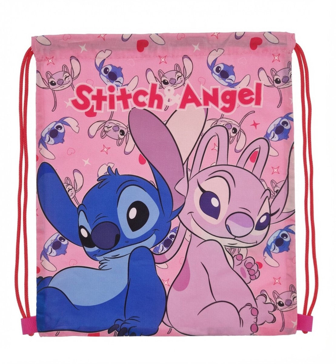 Stitch & Angel - Gymtas – Zwemtas – Sporttas – 40 x 34 cm – Roze – Officiële Disney Merchandise