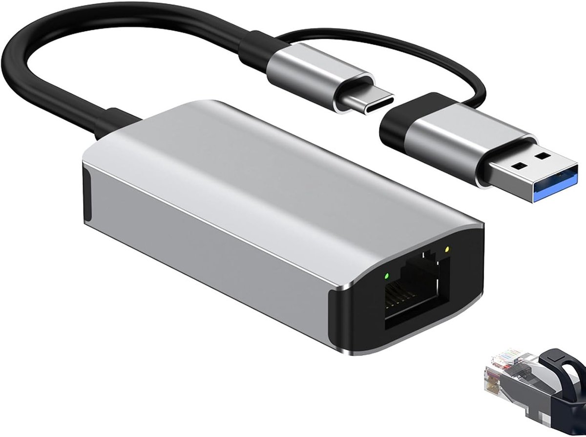 C Ethernet-adapter 1000 Mbps, USB 3.0 naar RJ45 Gigabit netwerkadapter, type C LAN-adapter voor laptop, tablet, smartphone, pc