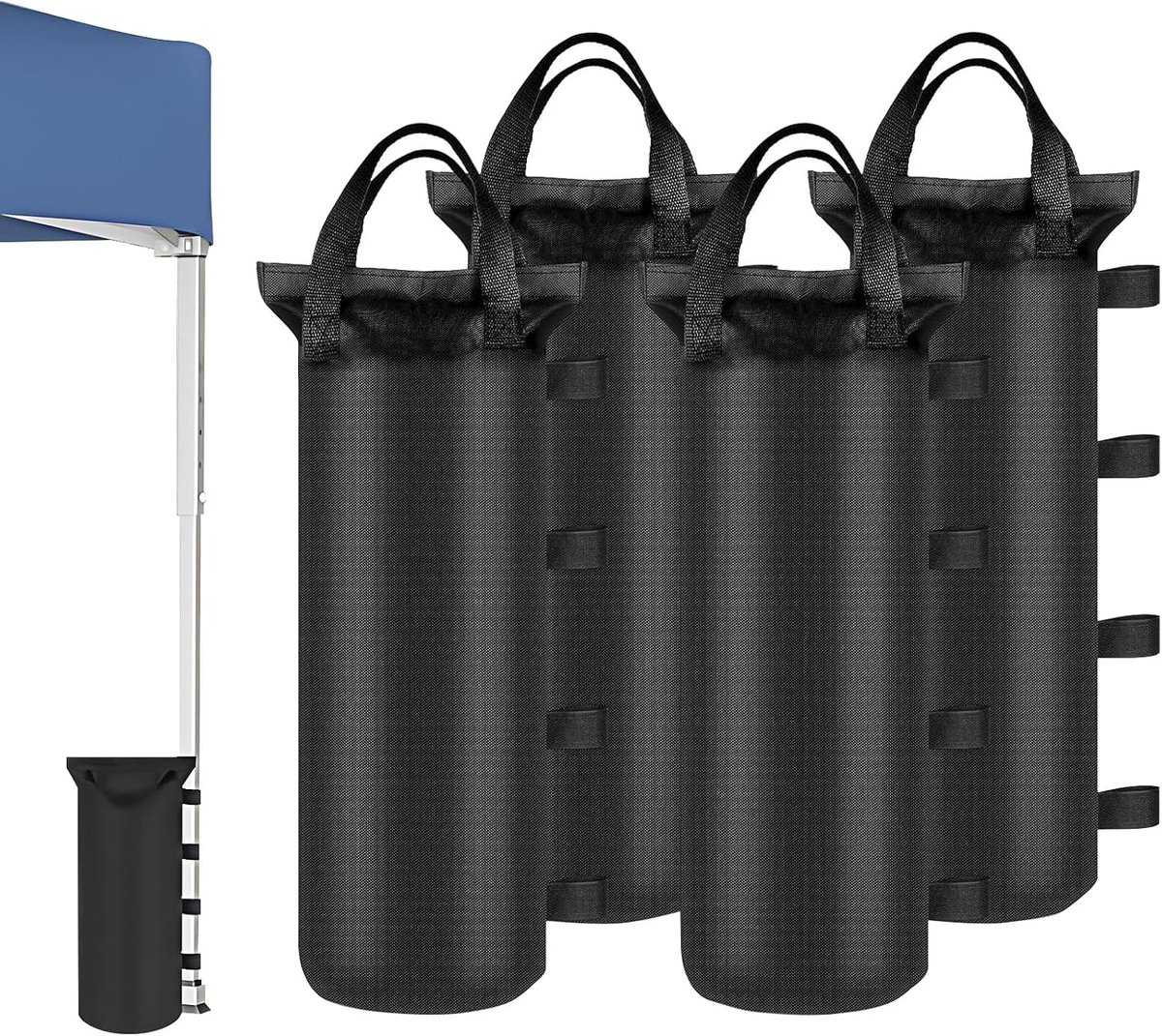 Gewichten voor paviljoen, 4 stuks, 50 x 20 cm | Dikke gewichten, 800D Oxford-stof, Zandzak met klittenbandsluiting, Verzwaaren, herbruikbaar, Voor tuin, strand, tent