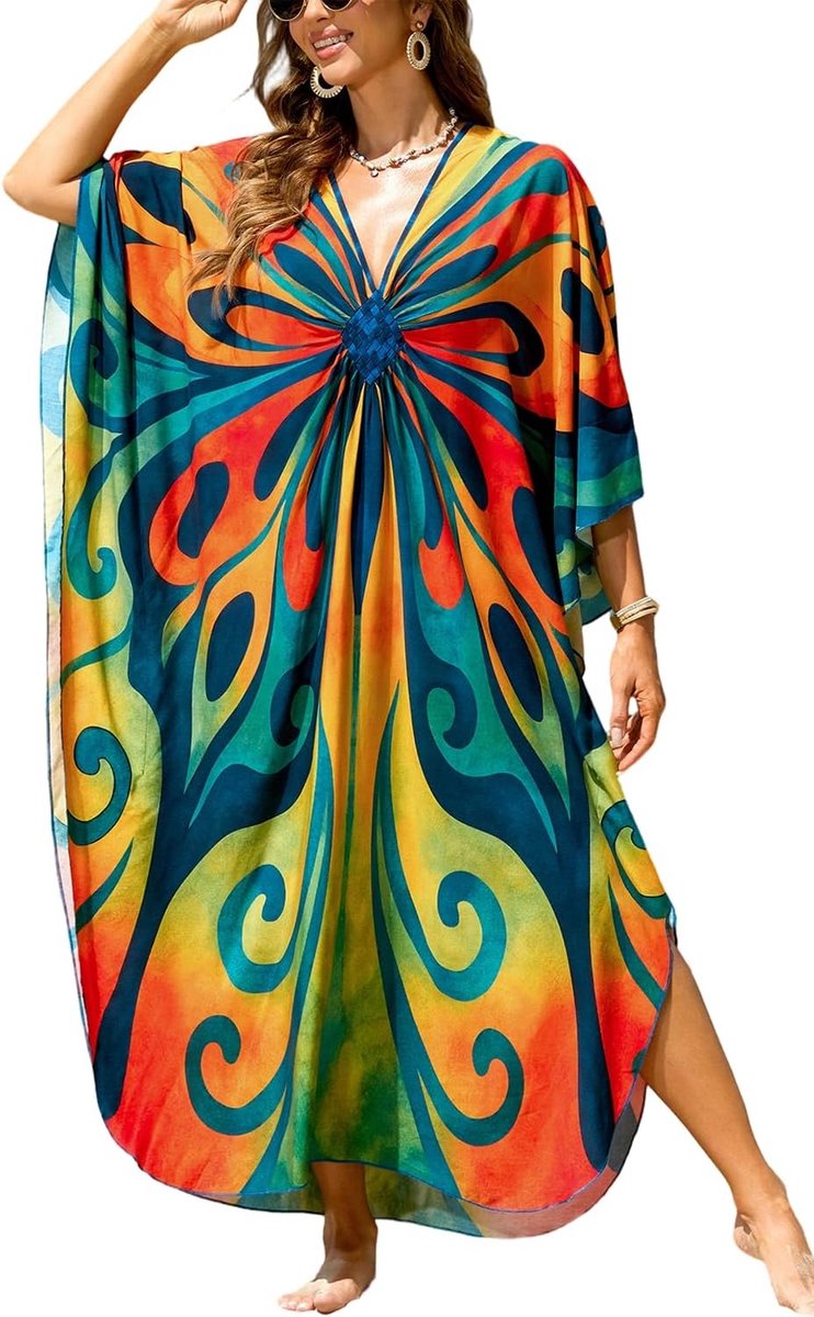 Strandjurk voor dames, kimono, maxi-kaftan, cover-ups