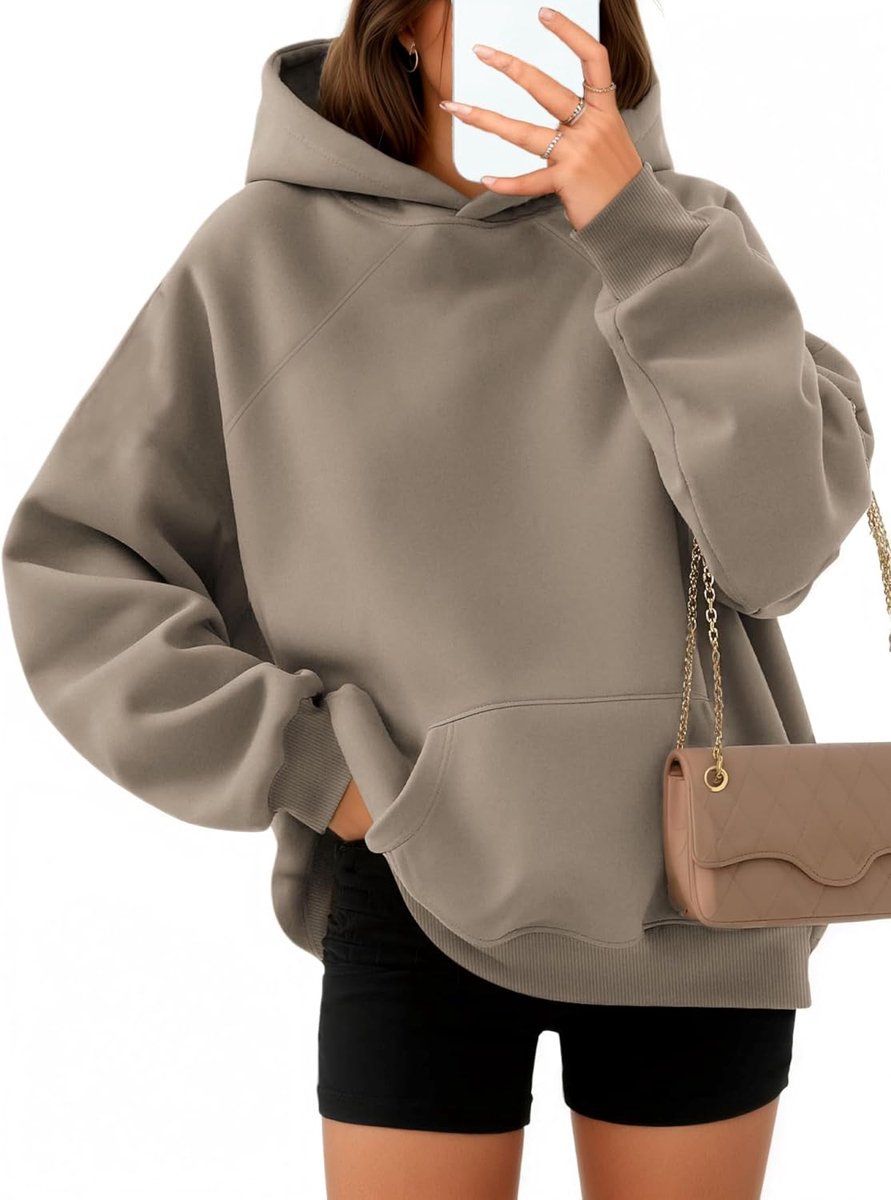 Hoodie dames oversized comfortabele katoenen trui casual hoodie effen basic hoodie lange mouwen sweatshirt met capuchon mode bovenstuk herfst