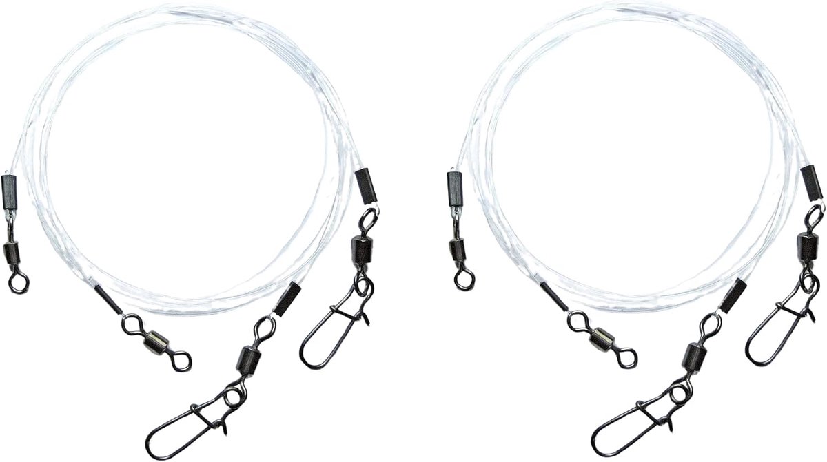 Set: 4 stuks roofvisvoorvak hardmono visdraad voorvak met wervel karabijnhaak 35 cm, 20 kg, gratis Petri genezing! Stickers