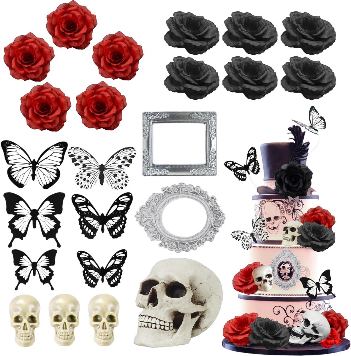 Gothic Cake Decoraties Zwarte Decoraties Voor Gothic Feestbenodigdheden