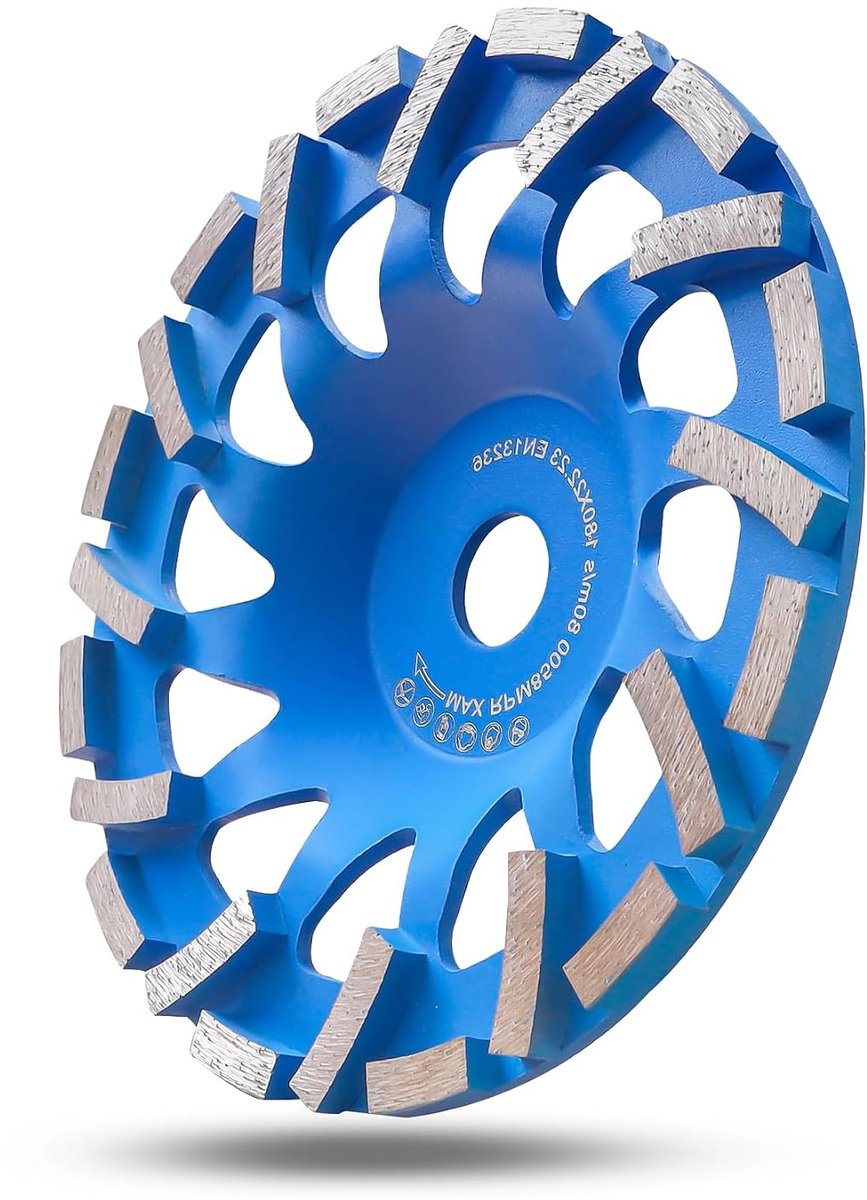 Slijpschijf 180 mm × 22,23 mm (Blauw) | Beton slijpschijf, Voor slijpwerkzaamheden met beton en harde bouwmaterialen, Graniet, natuursteen, gips, marmer