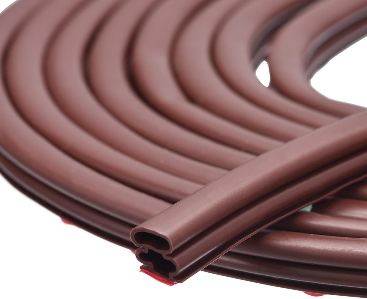 Weerbestendige Strip - Dichtingsband Rubber - Tochtvrij Maken - T-vormig Ontwerp - 6 Meter Lengte - Bruin