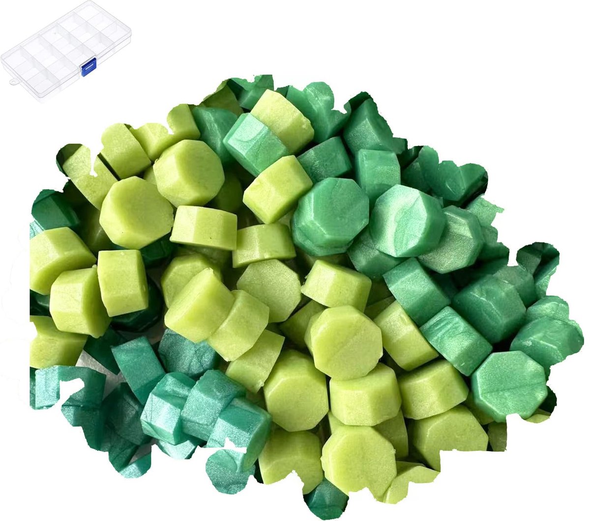 400 stuks zegelwas-kralen, groene zegelkralen, set, was, zegelstempel, enveloppen, voor het knutselen van postzegels, geschenkverpakking (groen 2)
