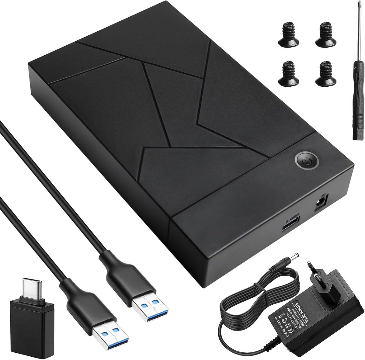 Schijf dockingstation, HDD-dockingstation USB3.0 voor 2,5"/3,5" SATA HDD/SSD - UASP-ondersteuning, plug & play, compatibel met Windows, Mac en Linux