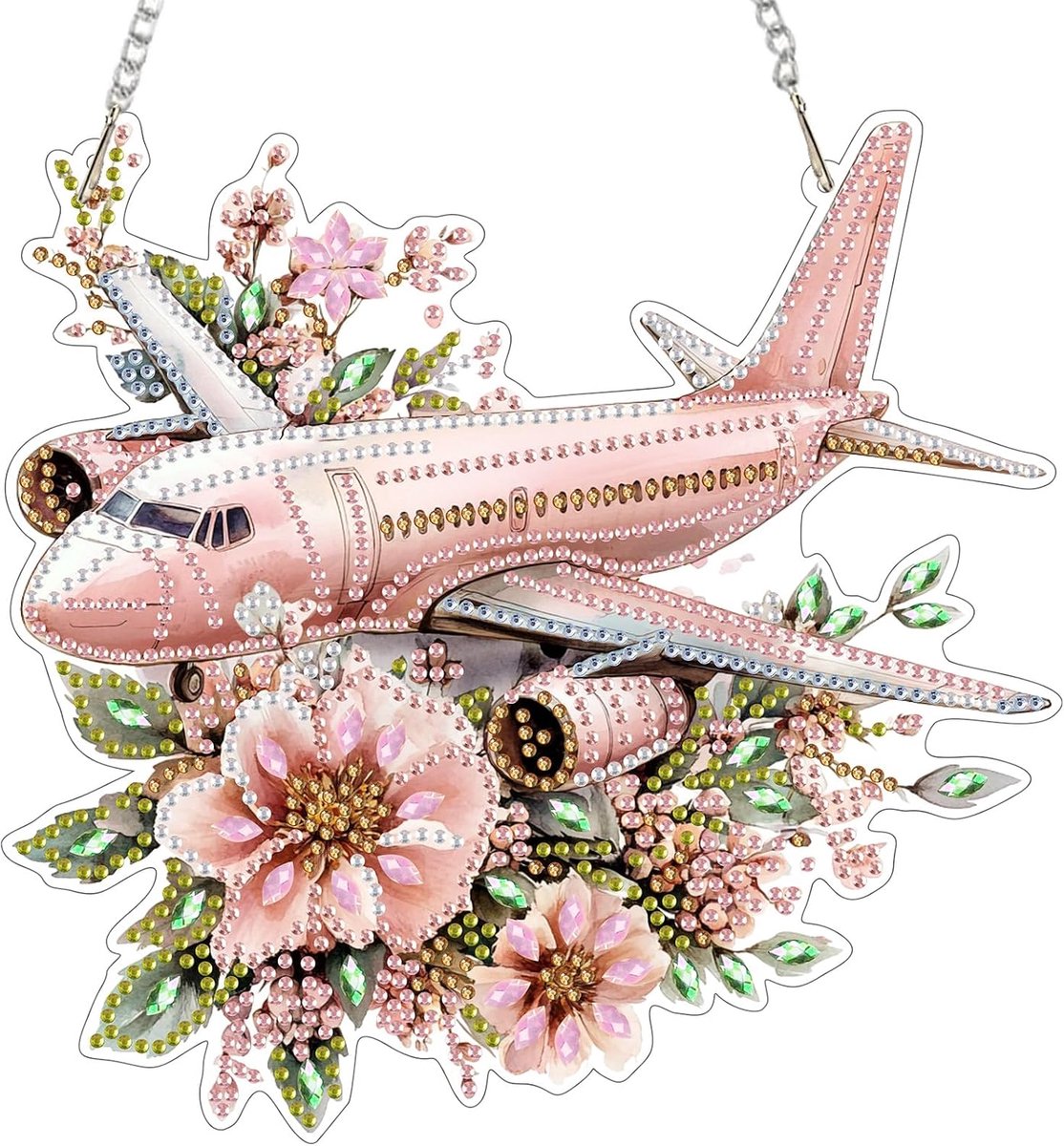 Hanging Diamond Art Kits Adults Plane Flower, Special Shaped Crystal Rhinestone Suncatcher, 5D Diamond Art for Adults Beginners Kids DIY Kits, Window Hanging Ornament