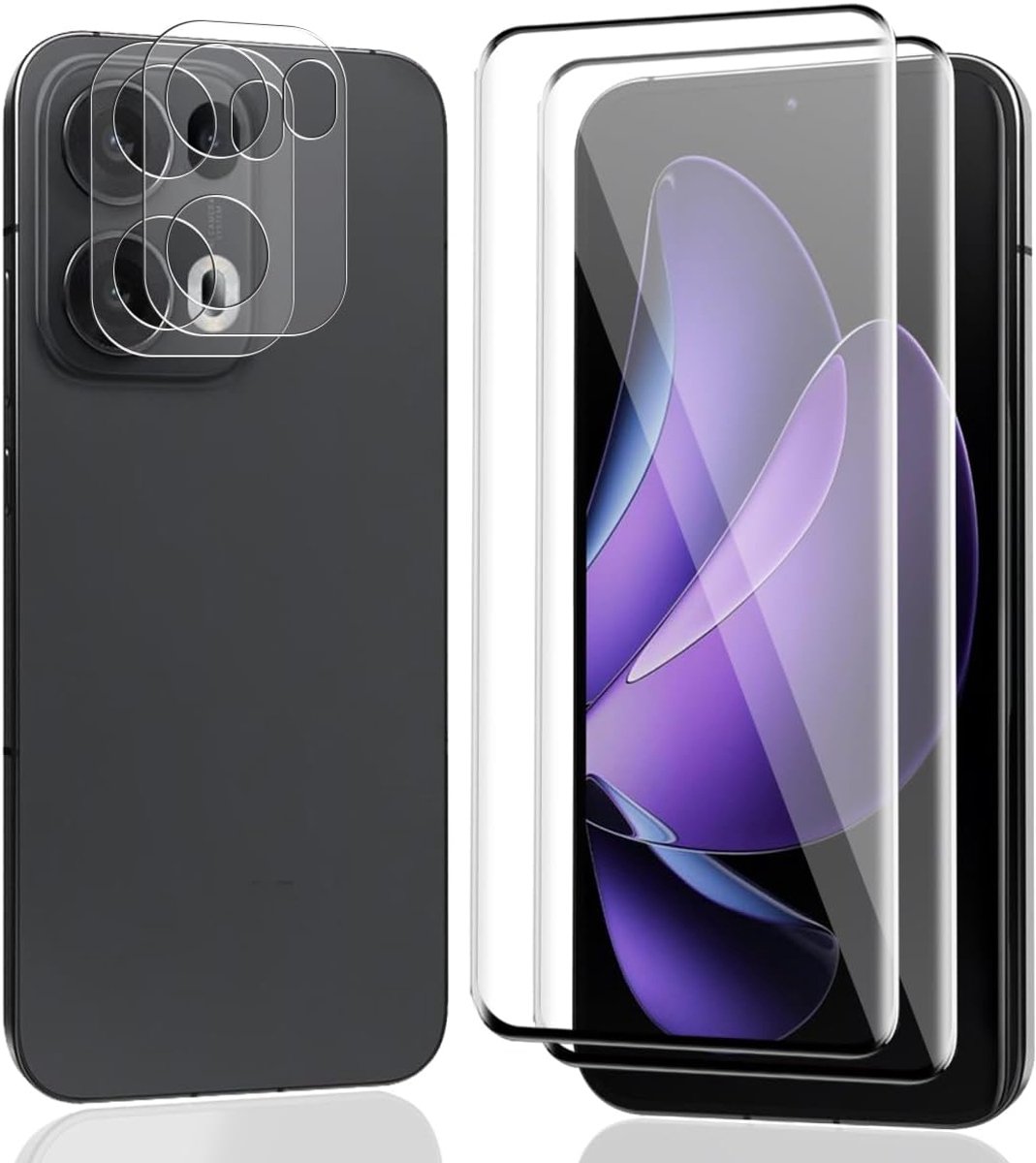 Glas voor OPPO Reno13 Pro 5G, 2 stuks glasfolie en 2 stuks screen protector voor de camera. Anti-krassen, HD helder glas hardheid 9H