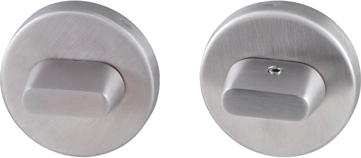 WC rozet 53mm met draaigreep aan beide zijden - 2x grendel + rozet, roestvrij staal mat