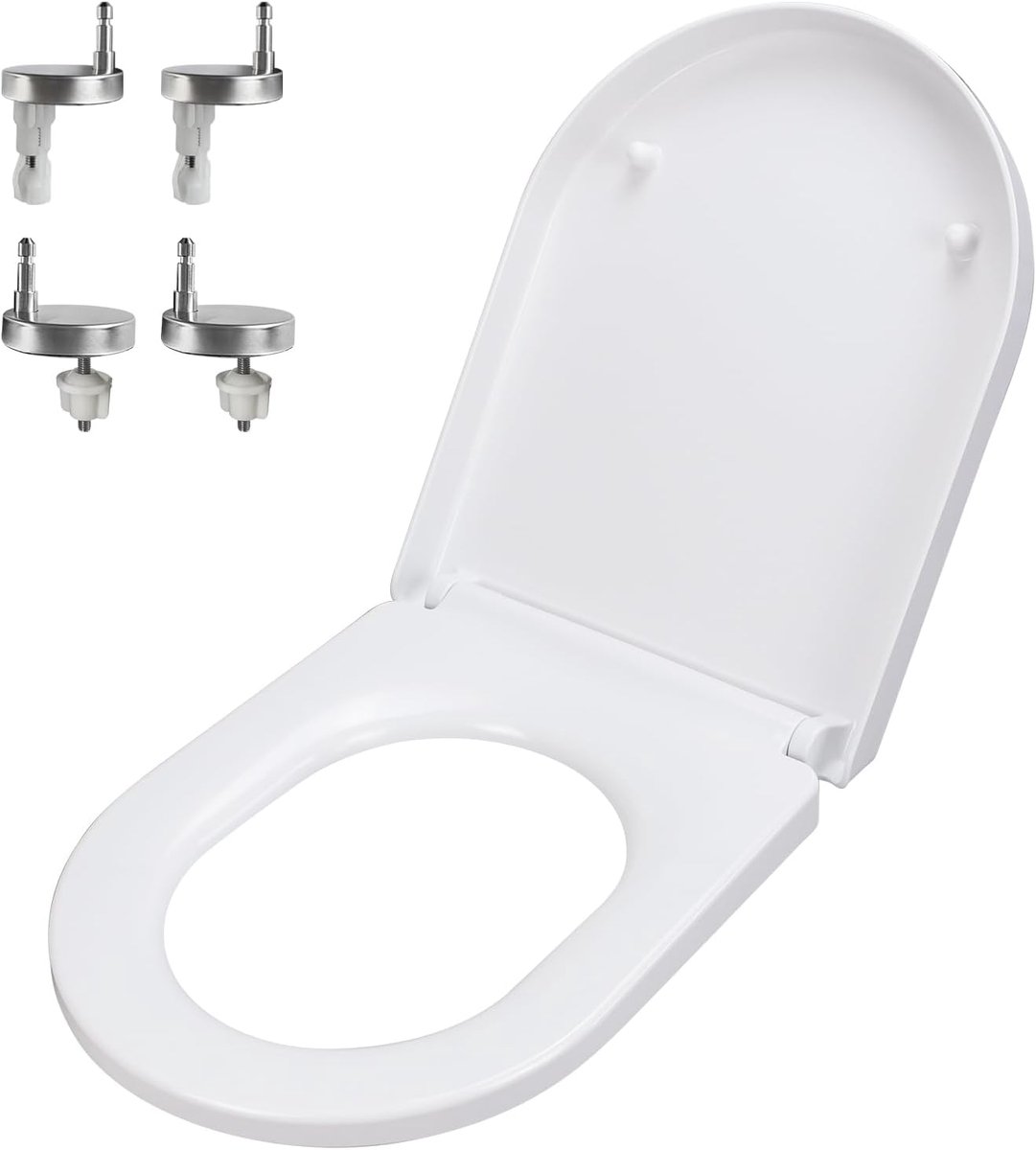 Wc-bril met softclosemechanisme, D-vorm, toiletdeksel van Duroplast, toiletbril met Quick Release-functie, wc-deksel met eenvoudige montage en reiniging