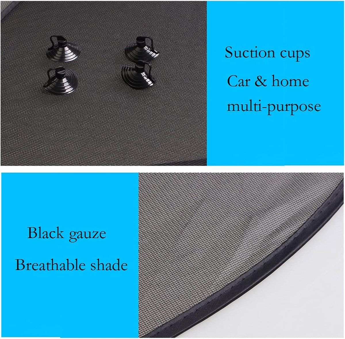 2 Stks Auto Zonnescherm Venster Zonnescherm Cover, Mesh met Zuignappen voor - Past op de Meeste Auto's, SUV's, MPV's (BLACK)