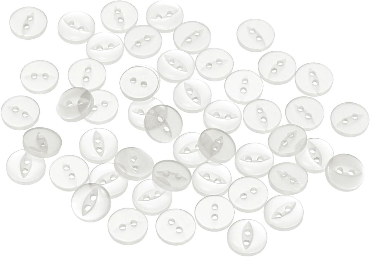 Knopen wit, 11,5 mm, kunsthars, 2 gaten, visogen, voor het naaien van broeken, jurken, rokken, kleding, knopen, voor het bevestigen van kunsthandwerk