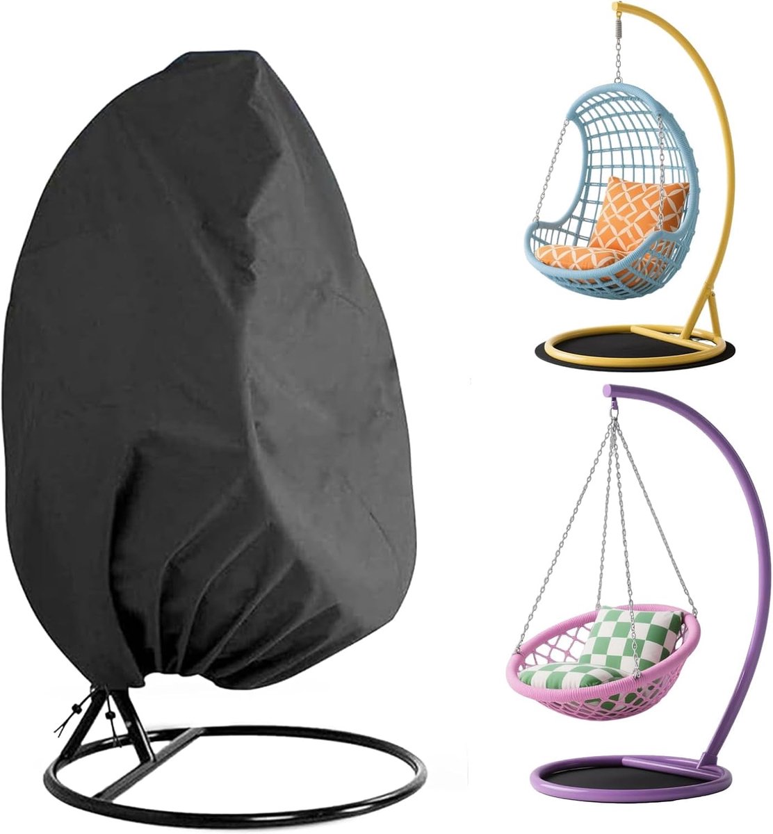 Hangstoelhoes, hangmand, schommelstoel, afdekking, 210D Oxford, tuinmeubelbeschermhoes, uv-bestendig, winddicht, waterdicht, voor hangmanden van 190 x 115 cm