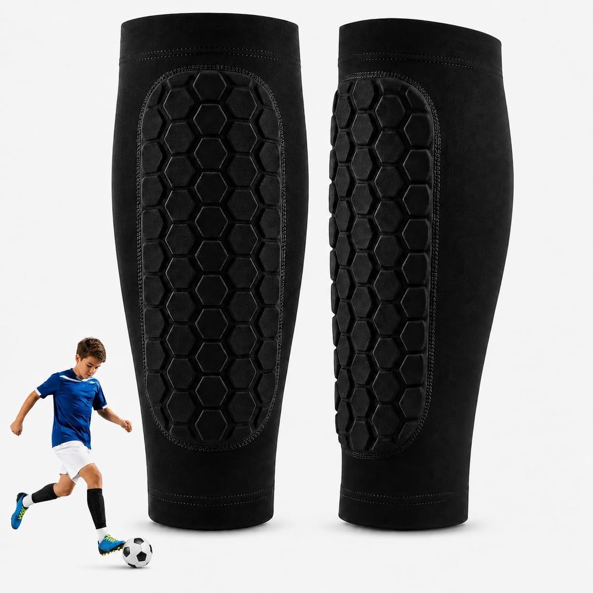Schenenbeenbeschermers voor kinderen, voetbal, lichte scheenbeschermers voor voetbal, antislip scheenbeschermers voor jongens en meisjes (27,5 kg tot 47,5 kg), ademende voetbalbeschermers voor