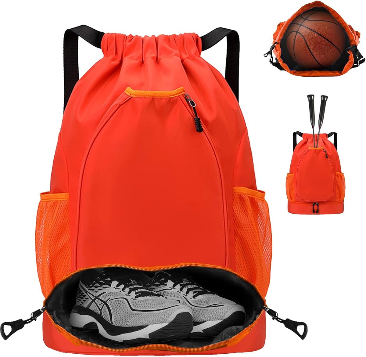 Gymtas met trekkoord, waterdichte sporttas met bodemvak, buitentas, gymtas voor sport, reizen en stad, voor dames en heren