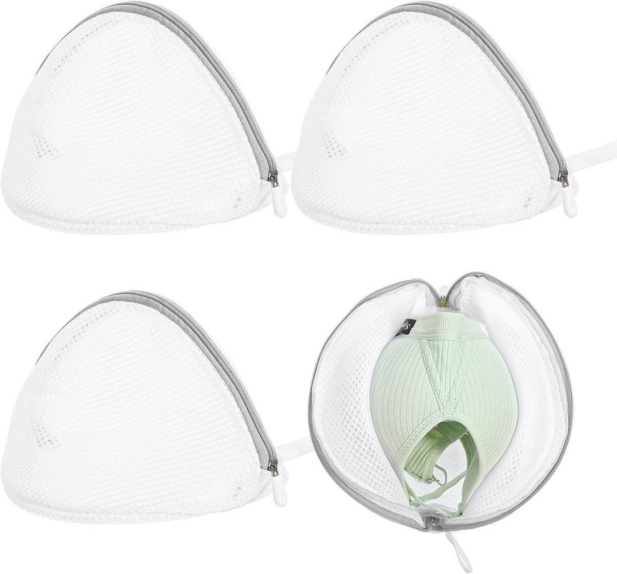 4 stuks beha-wasnet voor wasmachine, beha, wasnetbeha, waszak, klein van polyester, waszak met ritssluiting, beschermt gevoelige kleding
